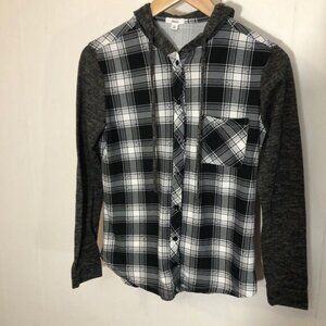 Ardene Button Down long sleeve Shirt soft hooded Small